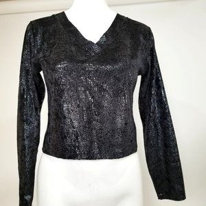 Katerina Women Shirt Top Blouse L Black Lace V Neck Sheer Gothic Punk Alt Cospla